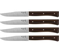 Juego de cuchillos de mesa Opinel Facette, de 4 piezas, con mango de fresno oscuro