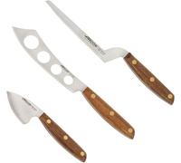 Juego de cuchillos para queso, 3 piezas - Acero inoxidable NITRUM, mango de madera Ovengkol certificada corte preciso, duradero, sostenible, serie Nordika