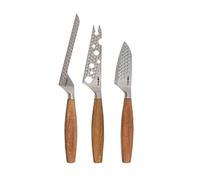 Juego de cuchillos para queso Boska Oslo+ 3 piezas, acero inoxidable, madera de roble, color plata, marrón