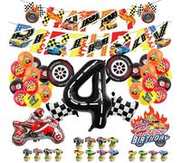 Juego de decoración de cumpleaños de coche de carreras, juego de fiesta temática, accesorios para fiestas infantiles para niños, decoración de fiesta de cumpleaños (4)