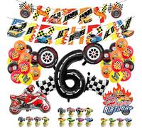 Juego de decoración de cumpleaños de coche de carreras, juego de fiesta temática, accesorios para fiestas infantiles para niños, decoración de fiesta de cumpleaños (6)