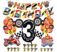 Juego de decoración de cumpleaños de coche de carreras, juego de fiesta temática, accesorios para fiestas infantiles para niños, decoración de fiesta de cumpleaños (3)