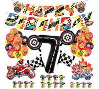 Juego de decoración de cumpleaños de coche de carreras, juego de fiesta temática de carreras, accesorios para fiestas infantiles de cumpleaños (7)