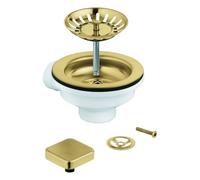 Juego de desagüe excéntrico GROHE, para Fregaderos de cocina con 1 cubeta, con marco, tapa cuadrada, 40400GN0, Color: fresco amanecer cepillado