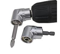Juego de destornilladores angulares de 105 grados, adaptador de soporte, brocas ajustables, boquillas, herramienta de destornillador angular, controlador de ángulo magnético de 1/4" Plata