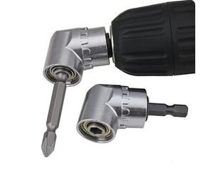 Juego de destornilladores angulares de 105 grados, adaptador de soporte, brocas ajustables, boquillas, herramienta de destornillador angular, controlador de ángulo magnético de 1/4" Plata