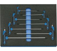 Juego de destornilladores angulares Gedore en módulo de 2/4 compartimentos, 7 piezas, modelo 2005 CT2-43 KTX