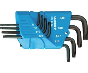 Juego de destornilladores de ángulo Gedore en soporte, 8 piezas, con puntas TORX T10-T45, H 43, TX-08
