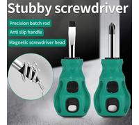 Juego de destornilladores de mango corto, Mini herramienta de mantenimiento Manual automotriz de precisión cruzada plana con cabeza de rábano portátil magnética 1 pcs Slotted