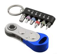 Juego de destornilladores de trinquete compactos 7pcs con herramienta de llave voladora y adaptador para reparación y uso de montaje de bricolaje (azul)