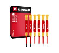 Juego de destornilladores eléctricos de precisión originales Einhell 6 piezas (aislado hasta 1000 V, tapa giratoria, cuchillas S2, asas ergonómicas, compacto, trabajo de precisión)