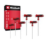 Juego de destornilladores originales Einhell con mango en T de 6 piezas (extremo de bola, hoja de 90°, acero CRV, tornillos hexagonales, montaje de máquina y vehículo)