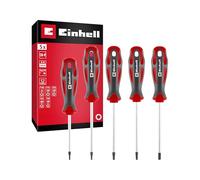 Juego de destornilladores originales Einhell de 5 piezas con perfil en T (cuchillas CRV, punta magnética, tamaños T10/T15/T20/T25/T30, asas ergonómicas, agujeros para colgar)