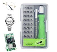 Juego de destornilladores pequeños, kit de herramientas de mango ergonómico de precisión 32 en 1, juego de destornilladores de joyería, para teléfono celular, consola de juegos, relojes, lentes