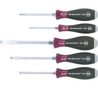 Wiha Juego de destornilladores MicroFinish ranurado, Phillips, con varilla hexagonal continua y plancha de acero maciza, de 5 unid. (29138)