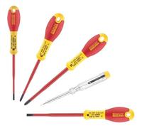 Juego de destornilladores Stanley Fatmax, aislados a 1000V, de 5 piezas, para electricistas, con punta Phillips y destornillador de prueba