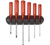 Juego de destornilladores Swiss Tools, 6 piezas, con punta de ranura y Phillips, para montaje en pared, modelo Classic