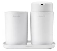 Juego de dispensador de jabón líquido y vaso portacepillos, blanco, Brabantia