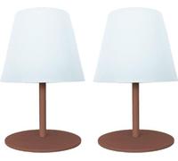 Juego de dos lámparas de mesa LED, con batería/inalámbricas, modelo LUMISKY TWINS, color terracota, altura 16 cm
