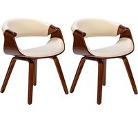 Juego de dos sillas de comedor – sillas cómodas – respaldo ergonómico | Color: Nuez/Crema | Material: Polvo