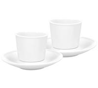 Juego de dos tazas de café espresso, de porcelana, hechas a mano, color blanco. Presentadas en una caja de regalo