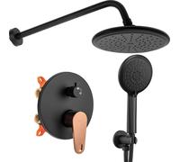 Juego de ducha con cabezal de ducha de pie Rea MILD Black Rose Gold, incluyendo embalaje