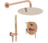 Juego de ducha con cabezal de ducha empotrado Rea LUNGO, color rosa oro, con caja