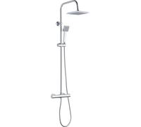 Juego de ducha de lluvia con termostato, ajustable, antical, cromado, 1 función, 110 cm, cuadrado
