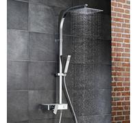 Juego de ducha HSK AquaSwitch RS 500 Mix, estante: cristal blanco, 1001840-07-KB16, Versión: con ducha de cabeza cuadrada, súper plana, 250x250x2mm
