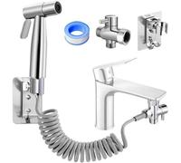 Juego de ducha manual de acero inoxidable Unyqoos® para bidé y WC: acero inoxidable 304, control de presión de agua ajustable, manguera de 150 cm, montaje en pared o en el inodoro