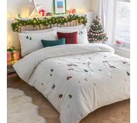 Juego de edredón navideño Furn Christmas Together: Ropa de Cama navideña con ángeles de Nieve Festivos y Bordados de Felpa bouclé (Nieve - Doble)