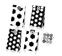 Juego de embalaje de regalo reciclable con patrón de estadio de fútbol, bolsas de papel kraft resistentes a desgarros con calcomanías a juego, accesorios deportivos, calcomanías de decoración de