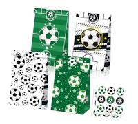 Juego de embalaje de regalo reciclable con patrón de estadio de fútbol, bolsas de papel kraft resistentes a desgarros con calcomanías a juego, accesorios deportivos, calcomanías de decoración de