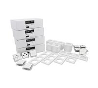 Juego de enchufes e interruptores de pared I FLAIR Megaset 100 piezas I Enchufes de empotrar, tomas de antena, interruptores de luz, tomas de red con marco en blanco mate
