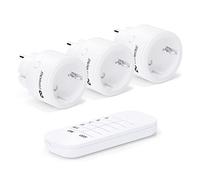 Juego de enchufes inalámbricos conecto: 3 enchufes inalámbricos y 1 Mando a Distancia Interior, 2300 W, 230 V, Blanco