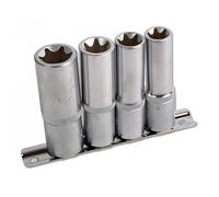 Juego De Enchufes Torx Estrella Invertido Deep De 1/2"D E16 A E24 4 Piezas 3392