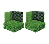 Juego de Enclavamiento de Baldosas de Césped Artificial, 11,81x11,81 | Respaldo de Goma Autodrenante, Altura de Pila de 1,18 Pulgadas, Cuadrados de Césped Sintético para Decoración Modular de