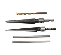 Juego de escariadores Held de 3 a 13 mm y 5 a 16 mm con taladro de 6 mm, mango hexagonal en T, 6 estriados, herramienta de corte de biselado cónico para pasadores de puente de madera y pasadores