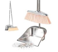 Juego De Escoba Y Recogedor,Recogedor De Acero Inoxidable - Herramienta De Limpieza De Suelos De Acero Inoxidable Para Sala De Estar Dormitorio Estudio Apartamento Garaje Baño Restaurante Oficina Pati
