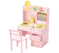 Juego de escritorio de simulación con silla en miniatura, B | Compartimentos abiertos, almacenamiento de cajones y accesorios de escena del hogar con temática escolar