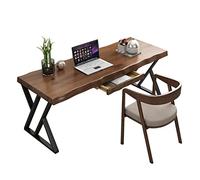 Juego de Escritorio y Silla para computadora de Madera Maciza, Mesa de conferencias para Oficina en casa, Mesa de Trabajo Personal, Mesa de Hierro Forjado (100x60x75cm)