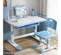 Juego de escritorio y silla para niños con lámpara LED, mesa de estudio infantil regulable en altura para niños de 3 a 18 años, atril inclinable, cajón grande, silla infantil ergonómica con respaldo,