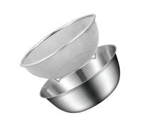 Juego de escurridor de acero inoxidable - Colador de malla de 2 piezas y kit para mezclar, escurridor resistente al óxido con diseño de pie, enjuagadora para cereales y recipiente para fre