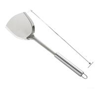 Juego de espátulas de acero inoxidable, utensilios de cocina gruesos resistentes al calor con mango de madera para cocinar y servir tareas seguras (A)
