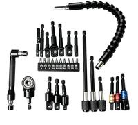 Juego de extensión de broca flexible de 31 piezas, incluye accesorios de taladro de ángulo recto de 105°, enchufe de junta giratoria de 1/4 3/8 1/2 pulgadas, adaptador de enchufe hexagonal de