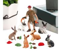 Juego de figuras de conejos, 13 figuras de juguete educativas de animales de granja - Miniaturas de animales de juguete - para rellenos de huevos, decoraciones para tartas de primavera y favores para