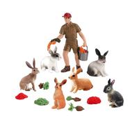 Juego de figuritas de conejos, 13 piezas de figuras de animales de granja realistas y educativas, conejo de Pascua juguete, para rellenos de huevos, decoración para tartas de primavera y panal