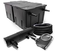 Juego de filtro para estanque bio 60.000 l 24 W UVC Clarificador 80 W Bomba manguera y Tubo 25m