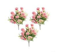 Juego de flores de tela de clavel rosa individual o triple para exhibición de gráficos de asientos de boda, acento de mostrador de bar y chimenea (3 piezas)
