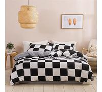Juego De Funda De Edredón , 2/3 Piezas Funda Nórdica Cama 80/90/105/135/150 Blanco Negro Geométrica Diamante Cuadros Poliéster Abstracto Adultos Juego de Cama (Checkered,Cama 105 200 x 200 cm)